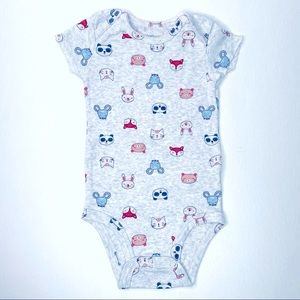 CARTERS animal face cotton bodysuit short sleeve 9M